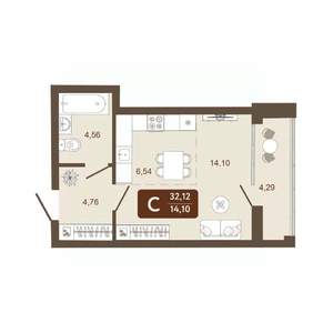 Студия квартира, вторичка, 32м2, 6/25 этаж