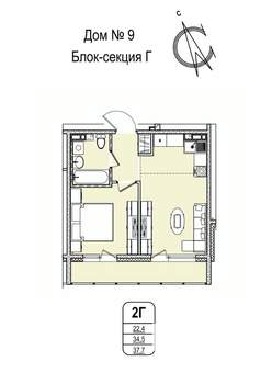 2-к квартира, вторичка, 38м2, 7/16 этаж
