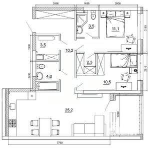 3-к квартира, вторичка, 79м2, 2/8 этаж