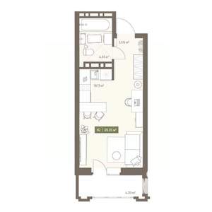 Студия квартира, вторичка, 28м2, 6/16 этаж