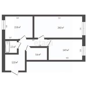 3-к квартира, вторичка, 73м2, 5/5 этаж
