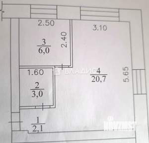 1-к квартира, вторичка, 32м2, 4/5 этаж