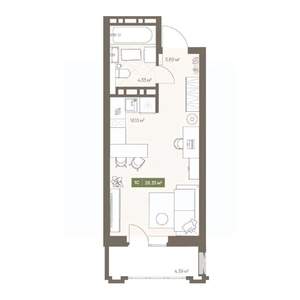 Студия квартира, вторичка, 28м2, 12/16 этаж