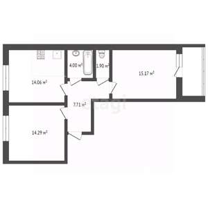 3-к квартира, вторичка, 60м2, 6/16 этаж