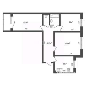 3-к квартира, вторичка, 60м2, 5/9 этаж