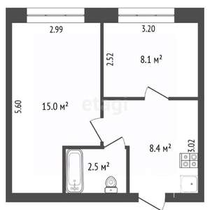 1-к квартира, вторичка, 34м2, 1/5 этаж