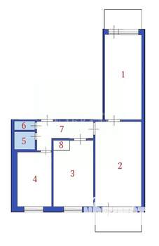 3-к квартира, вторичка, 60м2, 9/9 этаж