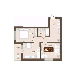2-к квартира, вторичка, 58м2, 3/20 этаж
