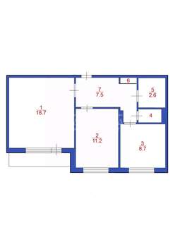 2-к квартира, вторичка, 44м2, 8/9 этаж