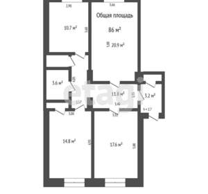 2-к квартира, вторичка, 68м2, 2/4 этаж