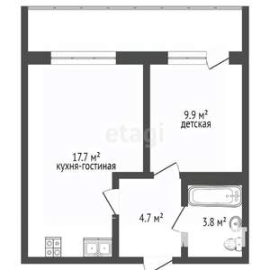 2-к квартира, вторичка, 36м2, 10/12 этаж