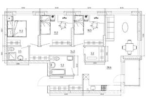 4-к квартира, вторичка, 94м2, 15/15 этаж