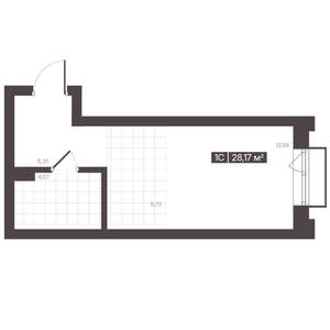 1-к квартира, строящийся дом, 28м2, 9/16 этаж