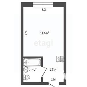 Студия квартира, вторичка, 17м2, 6/9 этаж