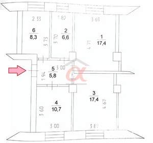 2-к квартира, вторичка, 67м2, 1/4 этаж