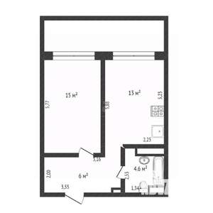 2-к квартира, вторичка, 42м2, 6/13 этаж