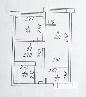 2-к квартира, вторичка, 52м2, 8/13 этаж