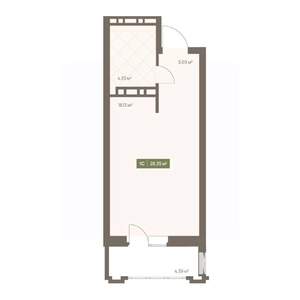 Студия квартира, вторичка, 28м2, 12/16 этаж