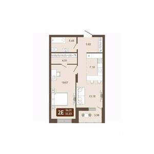 2-к квартира, вторичка, 56м2, 6/20 этаж