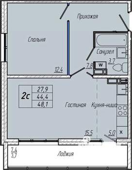 1-к квартира, вторичка, 48м2, 10/17 этаж