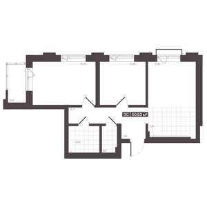 3-к квартира, строящийся дом, 61м2, 9/16 этаж