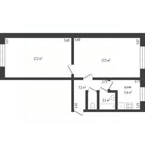 2-к квартира, вторичка, 44м2, 2/5 этаж