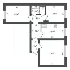 3-к квартира, вторичка, 63м2, 1/10 этаж