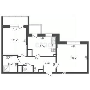 2-к квартира, вторичка, 55м2, 10/12 этаж