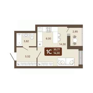 Студия квартира, вторичка, 31м2, 14/20 этаж