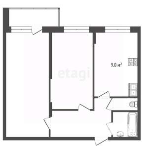 2-к квартира, вторичка, 46м2, 9/9 этаж