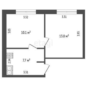 2-к квартира, вторичка, 31м2, 5/5 этаж