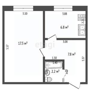 2-к квартира, вторичка, 34м2, 2/9 этаж