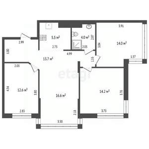 3-к квартира, вторичка, 81м2, 4/15 этаж