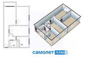 3-к квартира, вторичка, 52м2, 5/5 этаж