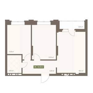 2-к квартира, вторичка, 55м2, 14/16 этаж