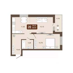 2-к квартира, вторичка, 59м2, 11/20 этаж