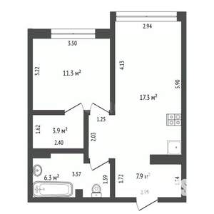 2-к квартира, вторичка, 47м2, 3/12 этаж