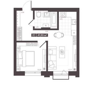 2-к квартира, вторичка, 42м2, 4/16 этаж