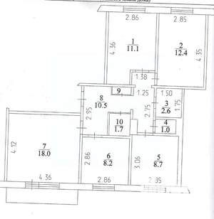 4-к квартира, вторичка, 75м2, 3/9 этаж