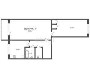 2-к квартира, вторичка, 47м2, 4/5 этаж