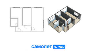 2-к квартира, вторичка, 43м2, 1/5 этаж