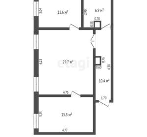 2-к квартира, вторичка, 74м2, 3/5 этаж
