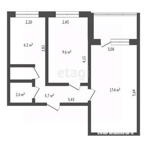 2-к квартира, вторичка, 43м2, 6/10 этаж