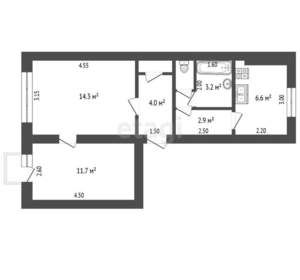 2-к квартира, вторичка, 45м2, 2/2 этаж