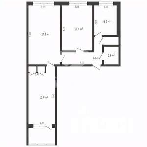 3-к квартира, вторичка, 60м2, 1/9 этаж