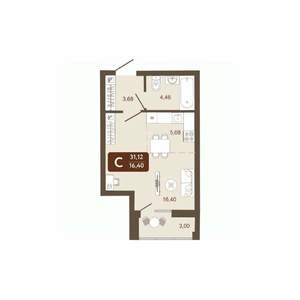 Студия квартира, вторичка, 31м2, 2/25 этаж