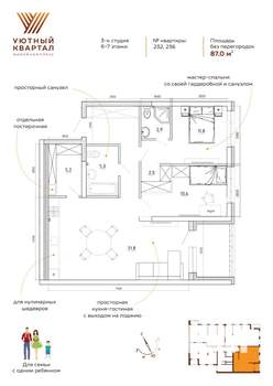 3-к квартира, вторичка, 87м2, 7/8 этаж