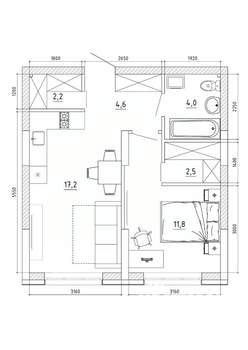 2-к квартира, вторичка, 44м2, 5/8 этаж