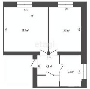 2-к квартира, вторичка, 59м2, 3/4 этаж