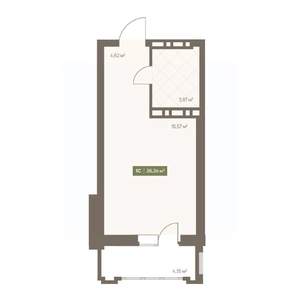 Студия квартира, вторичка, 26м2, 12/16 этаж